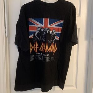 DEF LEPPARD 2007 TOUR Union Jack T-Shirt‎ Mens XL Black